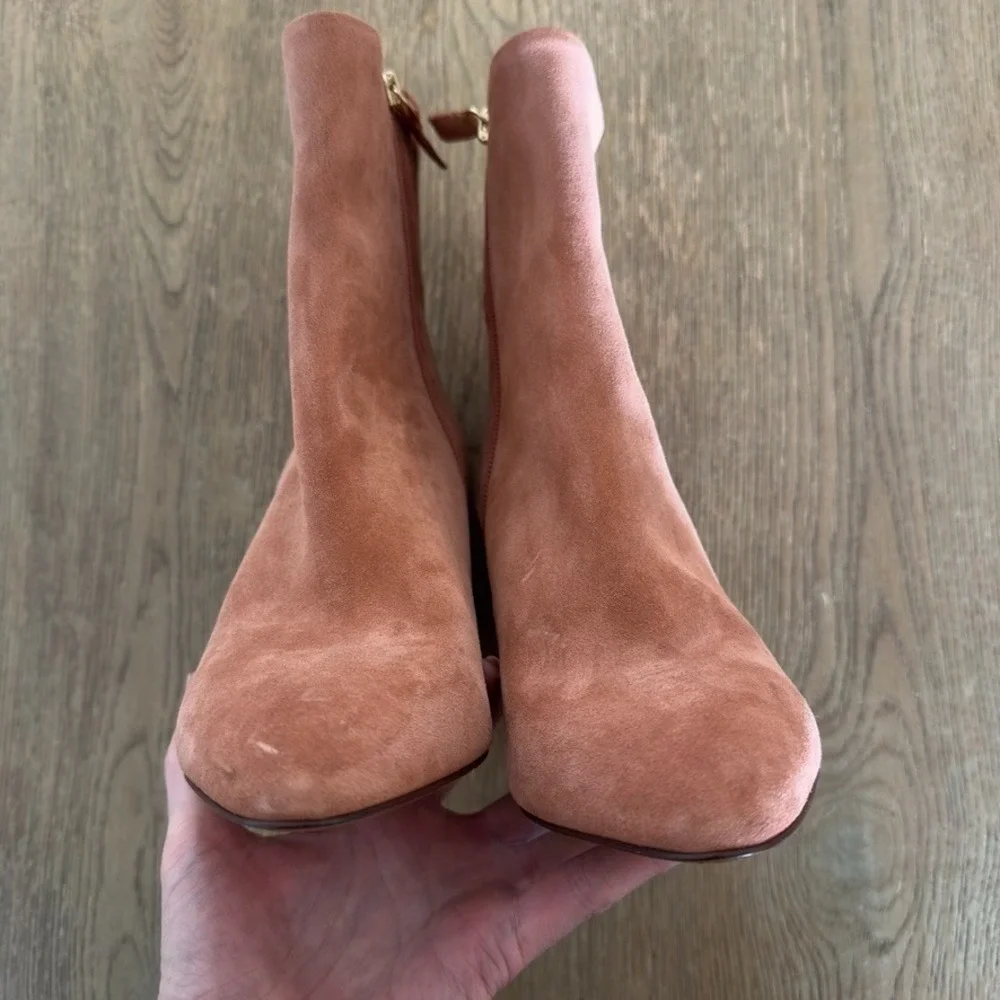Sézane Adele Ankle‎ Boots-Blush Suede Leather Italian Heels-3.5